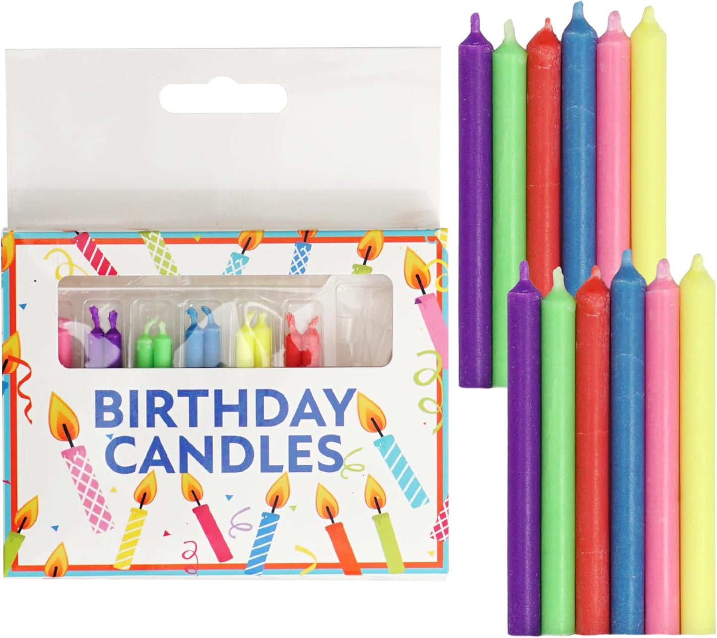72-Count Birthday Candles Multicolored Spiral, Birthday Candles for Cake, Cupcake Candles, Party Celebration