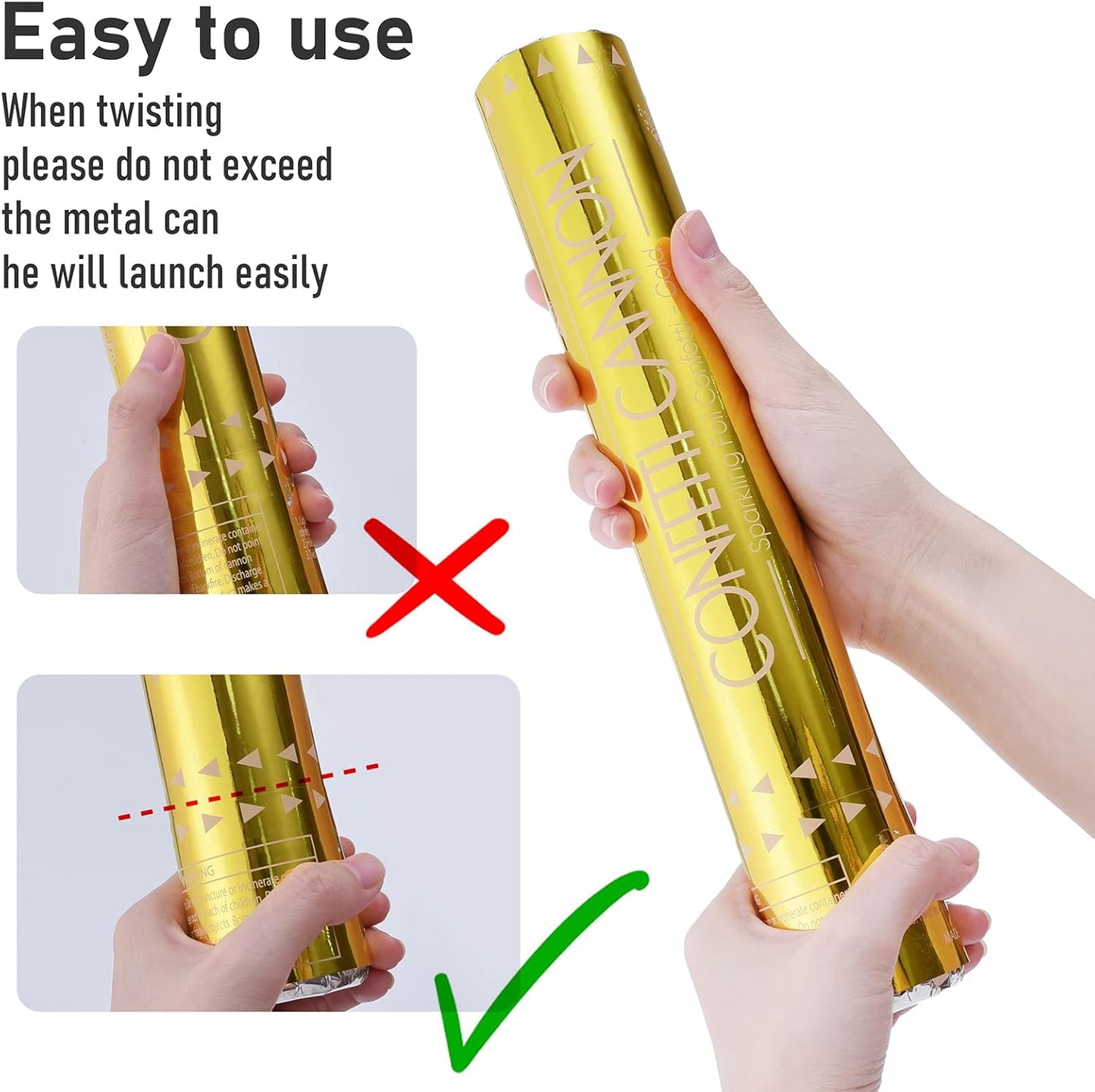 5 Pack Confetti Cannon Biodegradable, 12 Inch Confetti Poppers Graduation, Suitable for Graduation Wedding Birthday Parties and New Year's Eve Celebration