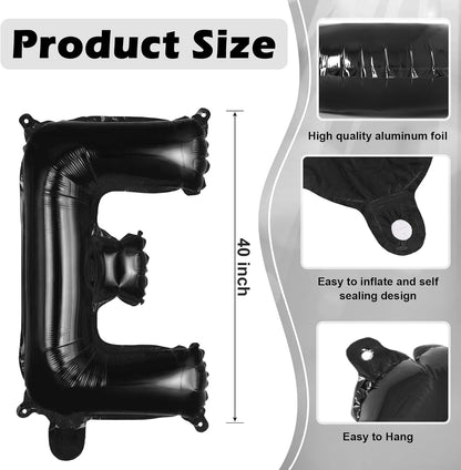 Black Letter A Balloons, 40 Inch Large Foil Letter Balloons, Custom Phrase Balloon for Birthday Party Wedding Anniversary Decoration (Black A)