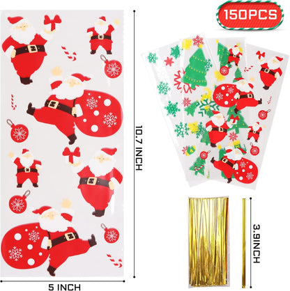 LOKQING Clear Cellophane Treat Bags 6 x 10 in, 100 Pack Mothers Day Gift Bags with Twist Ties, Bags for Cookies, Candy, Party Favors, Bakery Packaging and Small Gifts