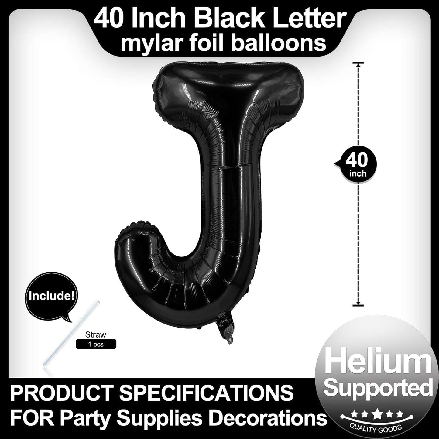 40 Inch Black Letter A Balloons, DIY Phrase Foil Alphabet Letter A Balloons DIY Word A Banner for Birthday Anniversary Celebration Graduation Party Supplies Decoration