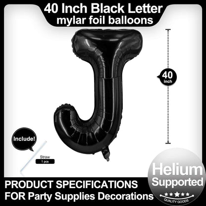 40 Inch Black Letter A Balloons, DIY Phrase Foil Alphabet Letter A Balloons DIY Word A Banner for Birthday Anniversary Celebration Graduation Party Supplies Decoration