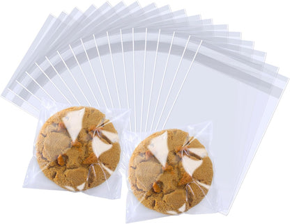 PigPotParty Cookie Bags 4''x 6", 100 Pcs Self Sealing Cellophane Treat Bags, Small Clear Plastic Goodie Bag for Gift, Snack, Party Favor, Candy