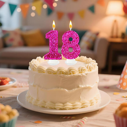 Birthday Number Candles, Glitter Number Candle Cake Decorations with Sequins, Cupcake Decorations for Girls, Women, Party Anniversary Celebrations (Number 6, Purple)