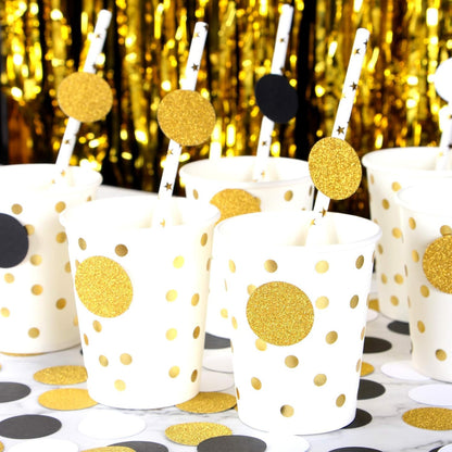 Navy Blue White Gold Confetti Birthday Decorations for Boys Glitter Paper decor Sprinkles Biodegradable Table Confetti Round for Graduation Wedding Baby Shower Party Lasting Surprise 300pcs