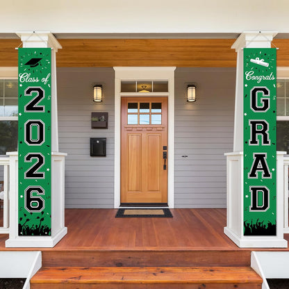2026 Graduation Decorations, Graduation Banner Class of 2026, Hanging Congratulations/Congrats Grad Banner for Door and Porch, Party Decor - Black