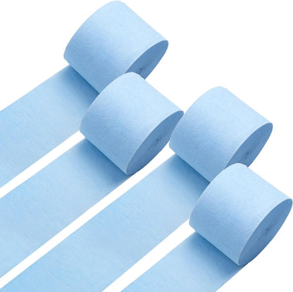 White Crepe Paper Streamers 4 Rolls 328ft, Pack of Party Streamers for Party Decorations, Crepe Paper for Birthday, Baby Shower, Wedding Party Decorations (1.8 Inch x 82 Ft/Roll)