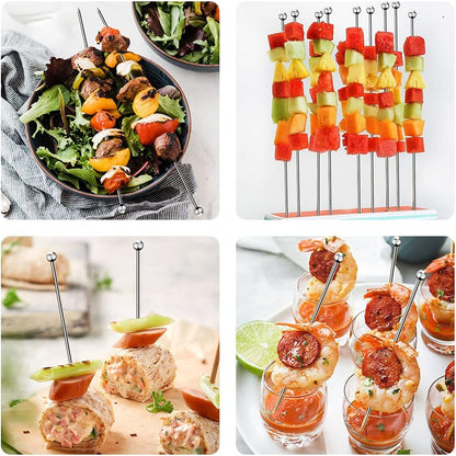 15PCS Cocktail Picks for Drinks, Stainless Steel Cocktail Toothpicks, Reusable Cocktail Skewers, Garnish Picks Bloody Mary Skewers, Metal Martini Picks for Olives Appetizers Fruit (4.3 Inch)