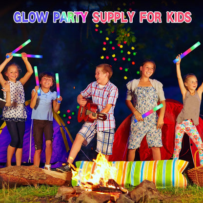 48 Foam Glow Sticks for Party Pack: Wedding Essentials Parties Supplies Bulk - 3Modes Colorful Flashing Led Light Up Dark Stick - Dance Floor Props for Birthday Carnival Raves Concert (48 PK / SET)