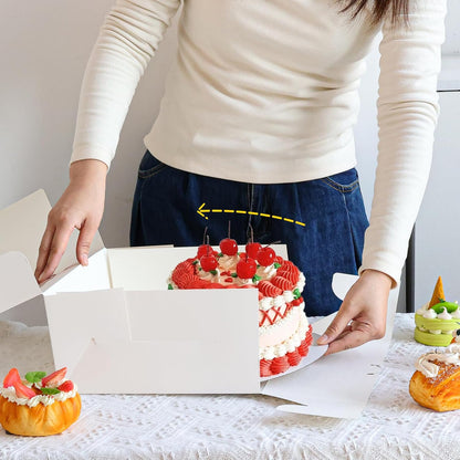Moretoes 15 Sets Cake Boxes, 10x10x5 Inches Bakery Boxes with Cake Boards, 10 Inch with Stickers Disposable Cake Containers with Lids for Valentine's Day Mother's Day Cheesecake, Cakes