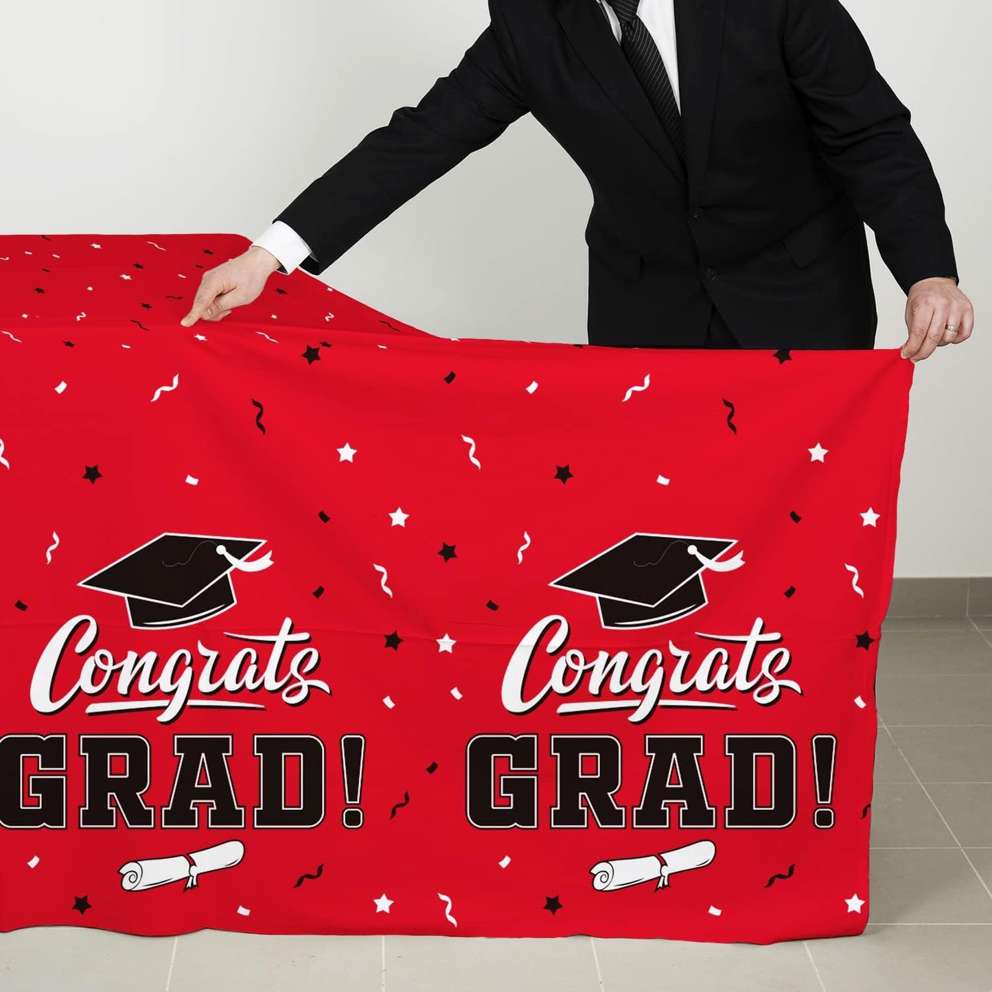 Gatherfun Graduation Party Decorations, Gongrats Grad Tablecover for Graduation Party Supplies, 3 pcs Green Table Cloths, 54"x108"