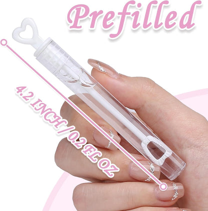 32Pcs Wedding Bubble Wands Bulk(White Heart Top), Mini Bubble Party Favors, Valentine's Day, Anniversary Supplies, Wedding Send Off, Gift Box Decoration, Goody Bag Stuffers Filler for Couple Guest Kid