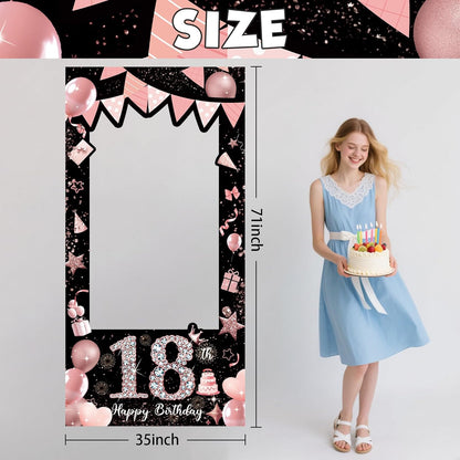 Pink 80th Birthday Neon Photography Banner Backdrop Glow Party Disco Dance Neon Theme Birthday Banner Photo Frame Props Props Selfie Background Face Cutout Photo Props Decoration
