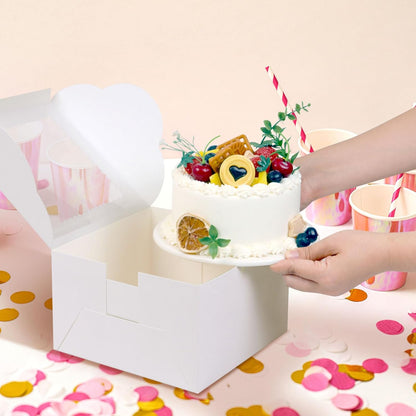 20Pcs 8 Inch Cake Boxes with Window, 8x8x5 Inches Brown Bakery Boxes, Cake Carrier Container for Pastries, Pie, Cookies, Chocolates, Cupcakes, Birthday Party, Wedding