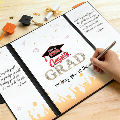 Graduation Guest Book 2026, Blue Gold Graduation Decorations Class of 2026 Graduates Sign in Book Signature Board Congrats Grad Decor Party Supplies, High School College Graduations Gifts for Her Him