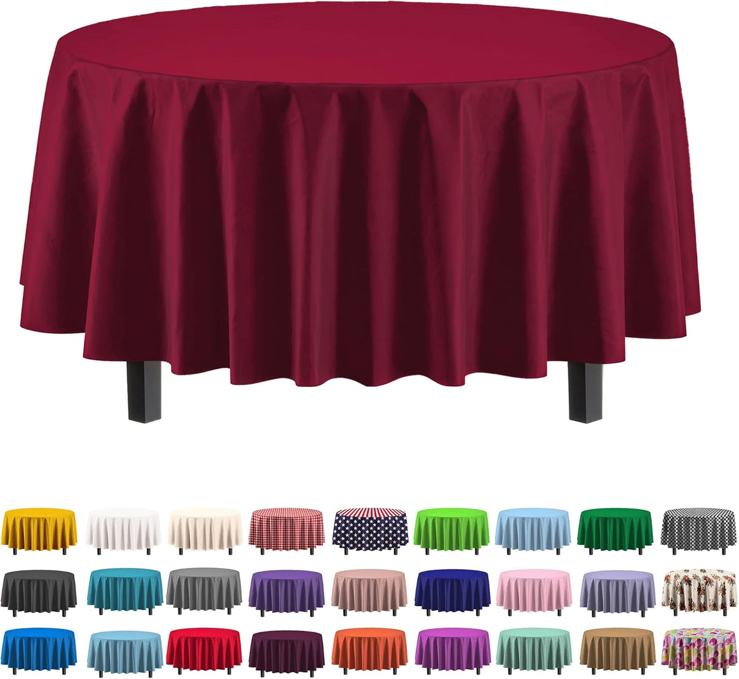 Exquisite Party Solids 6-Pack Premium Plastic Tablecloth 54in. x 108in. Rectangle Plastic Table Cover - Navy