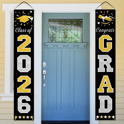 DAZONGE 2026 Graduation Decorations Blue, Congrats Grad Porch Banner for Any Schools or Grades 2026 Graduation Party Decorations