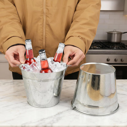 3 PCS 15.3 x 9 x 6 inches White Metal Galvanized Tub with Iron Handles, 3 Gallon Beverage Tubs for Parties, Large Ice Buckets for Beer, Wine, Cocktails & Outdoor Events