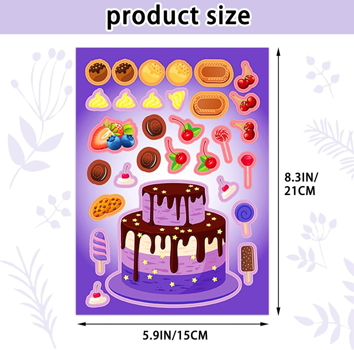 24 Sheets 8.3''×5.9'' Make Your Own Ice Cream Stickers for Toddlers Kids Party Favors, Make a Face Stickers for Kids Activities Supplies Crafts