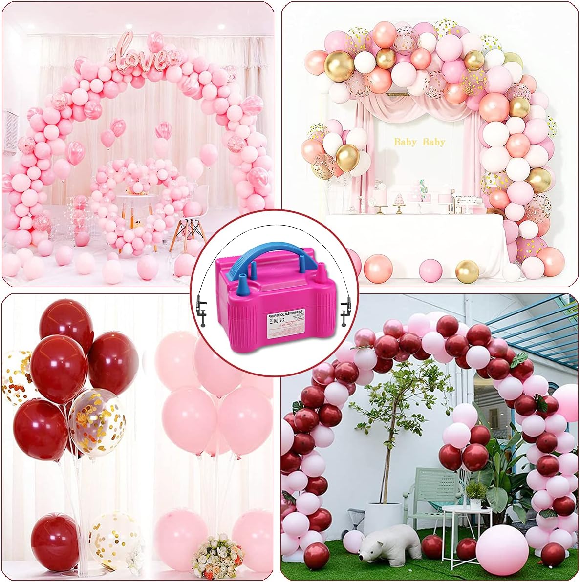 Balloon Arch Kit and Balloon Pump Electric, 10ft Wide Adjustable Balloon Arch Stand With 100Balloons 2Balloon Stands For Wedding Anniversary Birthday Mother's Day Party Decoration Graduation Ceremony
