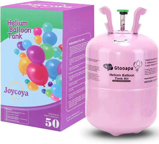 Helium Gas 13.4L Tank up to 50 Latex Balloons 1-Box, Helium Tank for Balloons at Home Latex Balloons and Ribbons Included
