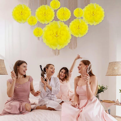 Tissue Paper Pom Poms, Pink Tissue Paper Flowers, Hanging Flower Balls for Weddings Fiesta Parties Birthday Baby Showers Classroom Bridal Shower Decoration (18Piece Set-6/10/12/14Inch)