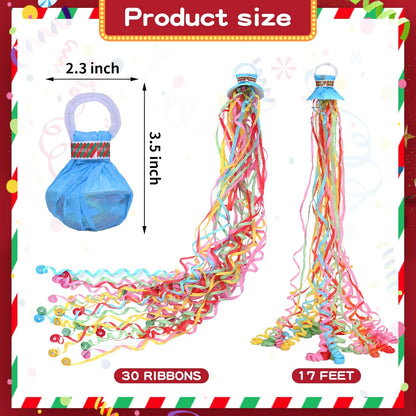 24Pack Hand Thrown Streamer Poppers Colorful, Confetti Streamers No Mess Party Poppers, Streamers for Weddings Birthdays Events, Quiet Easy Cleanup (Colorful, 24Pack)