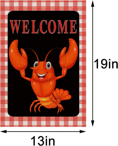 Sunwer Crawfish Garden Flag 12.5×18'' Seafood Boil Welcome Sign Crawfish Boil Party Decoration Outdoor Outside Yard Lawn for Home