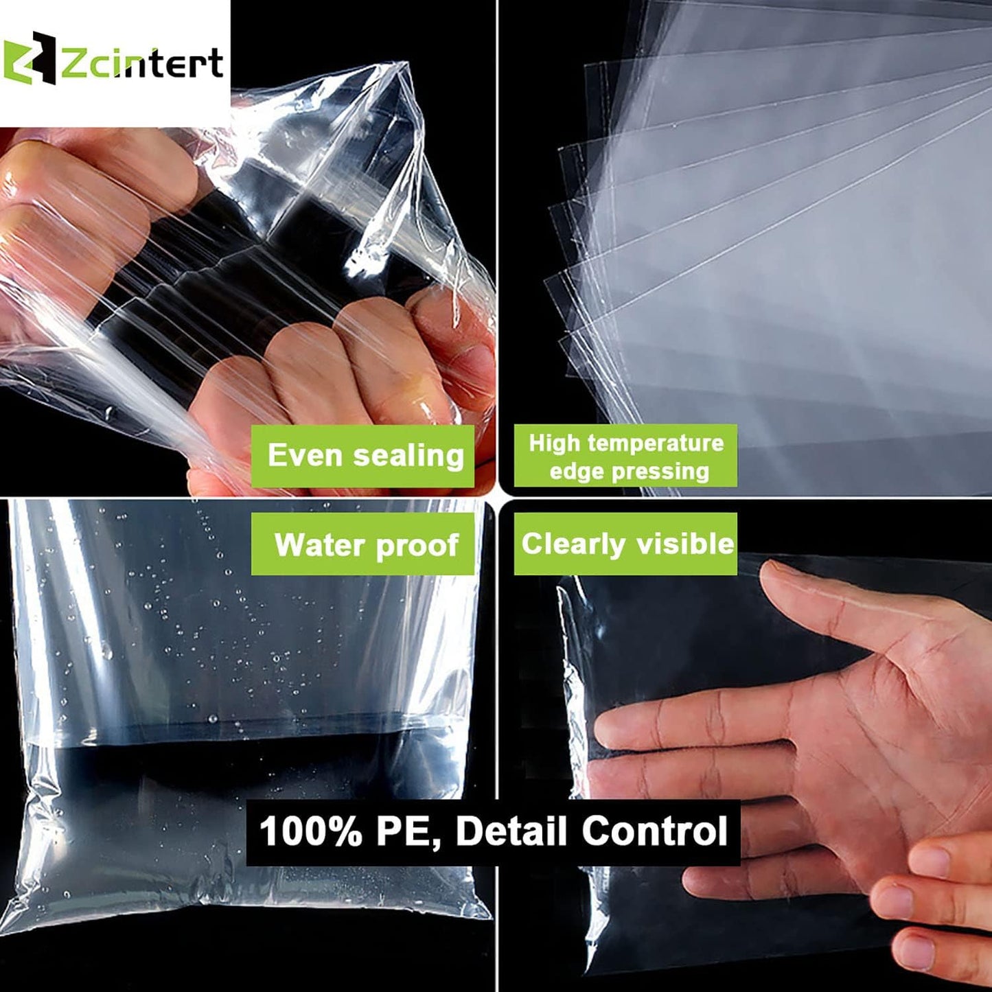 Zcintert Clear Cello Cellophane Treat Bags, 100 Pcs - 7.9" x 11" (2mils), Plastic Gift Bags for Candy, Party Favor, Cookies, Candies Packaging, with 4” Twist Ties