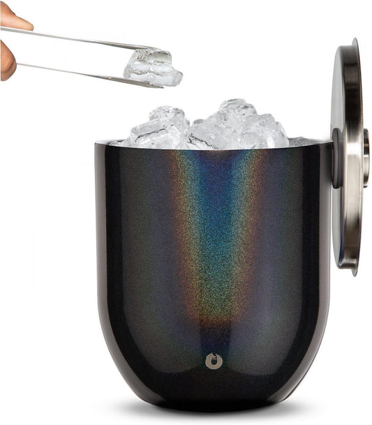 Snowfox XL - Insulated Ice Bucket with Lid/Scoops, Premium Vacuum Insulated Stainless Steel Ice Buckets for Parties, Ice Box, Home Bar Accessories, Parties Supplies, Bar Decor, 7L, Natural Teak