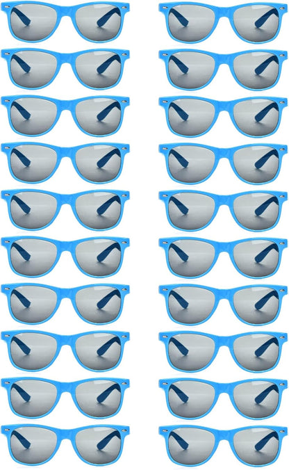 20 Pairs Bulk Sunglasses for Adult Retro 70s 90s Cheap Glasses (Black)