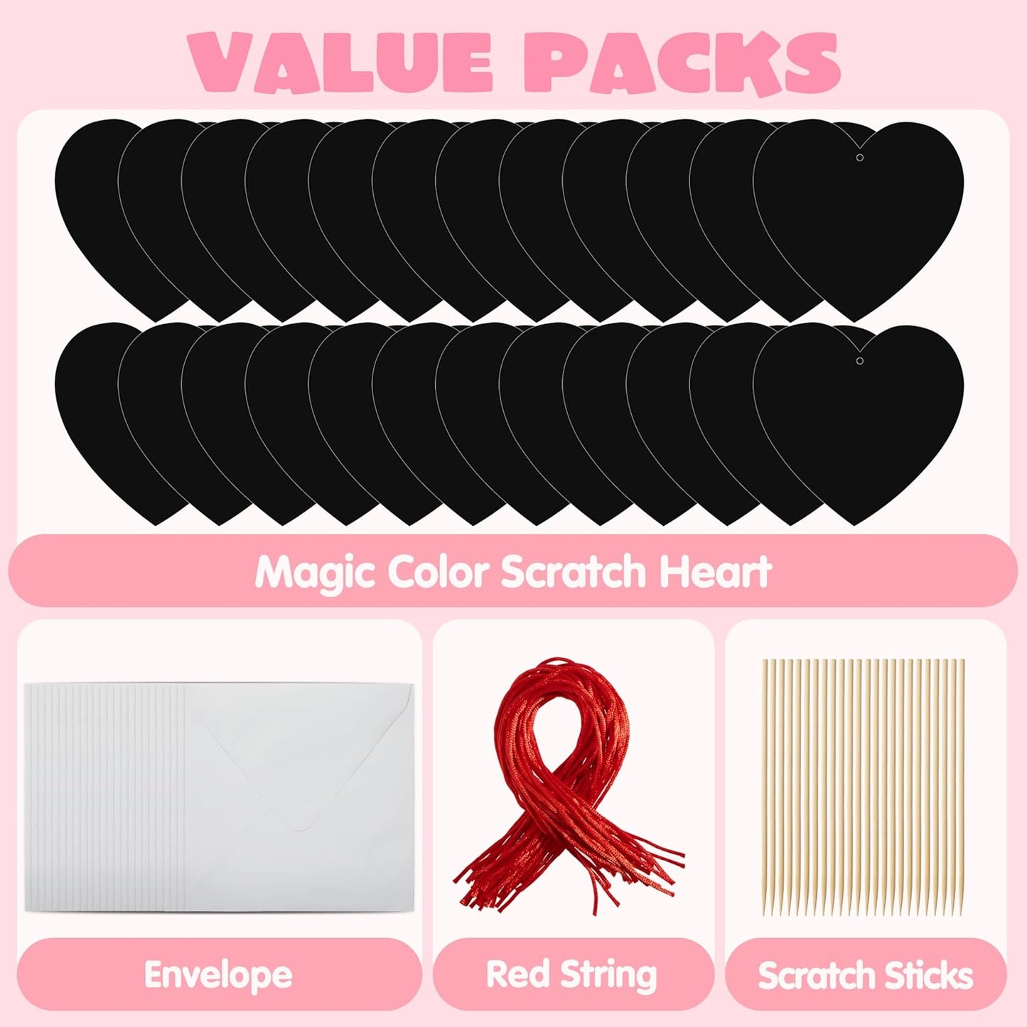 JOYIN 60 Packs Valentines Day Gifts Cards with Scratch Heart for Kids Magic Color Scratch Paper Heart Rainbow Cards for Valentine Crafts and Art Classroom Exchange, Party Favors
