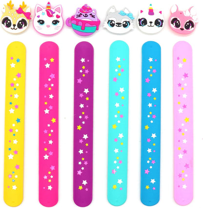 Cat Slap Bracelets for party- Silicone Wristbands Adjustable Party Favors, Classroom Prizes, Carnival Games - Birthday Gifts for Adults(6Pack)-LOCHSOEL
