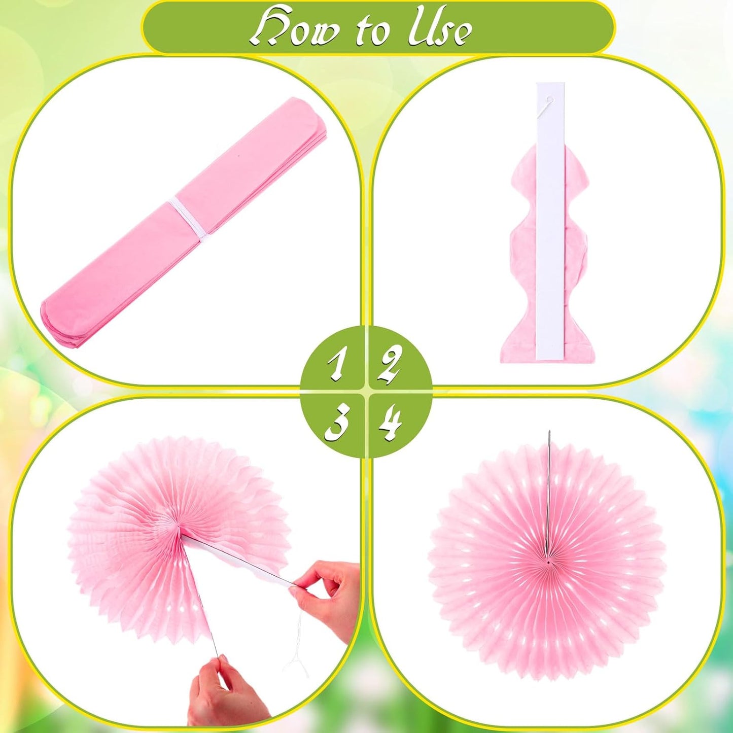 Kosiz 18 Pcs Pastel Rainbow Party Decorations Pastel Paper Fans 3D Floral Tissue Pom Poms Pink Hanging Paper Flowers Garland Classroom Home Wall Decor Birthday Baby Shower Bridal Wedding Supplies