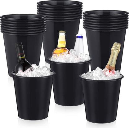 Layhit 24 Pcs Plastic Ice Buckets for Parties 3 Liters Wine Bucket Portable Ice Holder Disposable Wine Cooler for Party Wedding Party Beverages Champagne Soda and Beer (Gold)