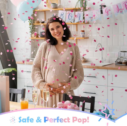 Gender Reveal Confetti Cannon - Biodegradable Confetti Poppers - Pink & Blue, 2 Pack - Party Supplies Pop Gun-Cannon for Boy or Girl Baby Reveal Party Supplies (1Pink +1Blue)