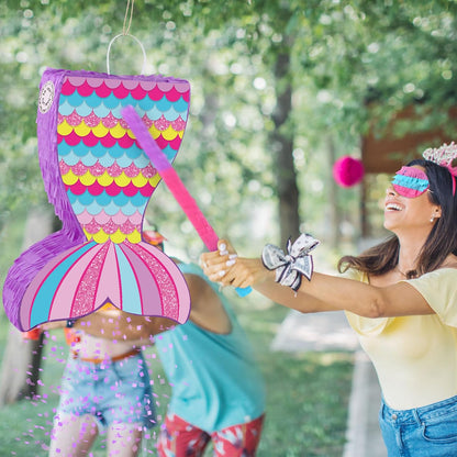 Hooqict Mexican Pinata with Blindfold and Bat Stick Party Pinata for Fiesta Carnival Cinco de Mayo Decorations Kids Adults Mexican Party Games Birthday Party Supplies