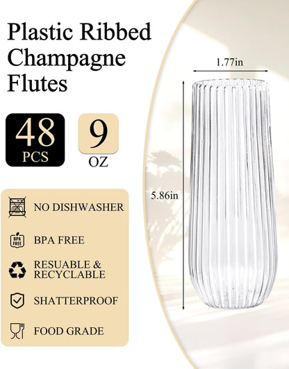Ciaell 30 Pack Pink Plastic Ribbed Wine Glasses, 12 OZ Origami Stemless Disposable Wine Champagne Whiskey Glasses Unbreakable Clear Plastic Cocktail Glasses, Wine Cups for Party Wedding