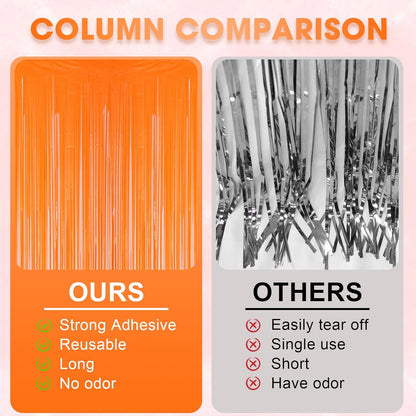 Voircoloria 3 Pack 3.3x8.2 Feet Gold Foil Fringe Backdrop Curtains, Tinsel Streamers, Fringe Backdrop for 2025 New Years Eve, Graduation, Birthday, Baby Shower, Gender Reveal, Disco Party - Colors B