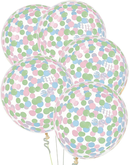 25 Pcs Rainbow Confetti Balloons, 12 Inch Thickened Clear Latex Balloon with Confetti Inside for Birthday Party Baby Shower Graduation Engagement Bridal Shower Decorations Supplies (Long Confetti)