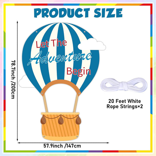 Let The Adventure Begin Decoration Hot Air Balloon Shaped Photo Prop Selfie Frame Travel Theme Balloon Photo Booth for Kids Birthday Party Back to School Classroom Decor