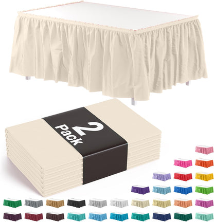 Exquisite Ruffle Table Skirt Black 6 Pack 14 Ft Long Table Skirts for Rectangle Tables 6ft Plus or Round Tables Skirts with Adhesive Strip for Gender Reveal Decor & Happy Birthday Parties