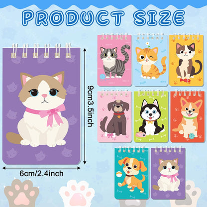 MARFOREVER 24 Pack Mini Animal Notepads Cat Dog Themed Party Favors Cat Dog Mini Spiral Notepads Pet Kitty Gifts for Birthday Teacher Students Reward School Classroom Supplies Goodie Bags Stuffers