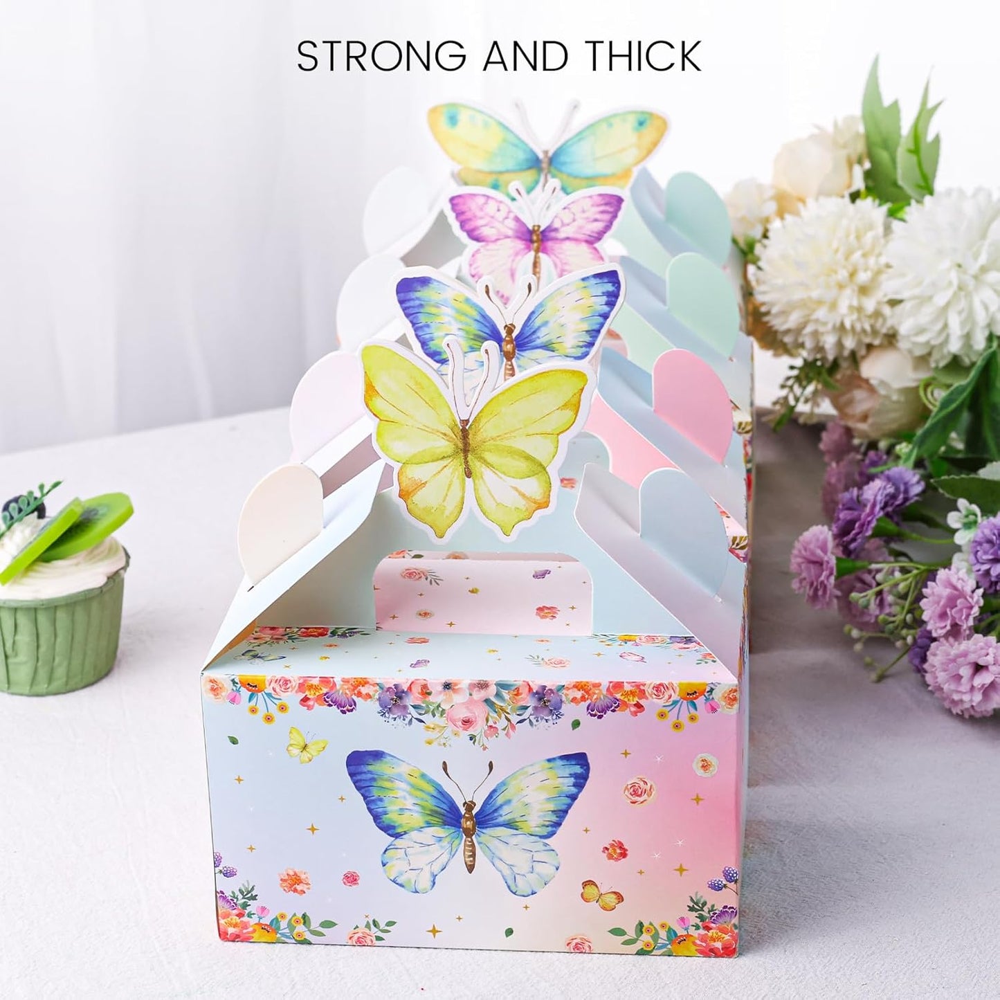 VGOODALL 12PCS Butterfly Party Favor Boxes, Goodie Gable Treat Box Paper Candy Containers for Birthday Baby Shower Wedding Party