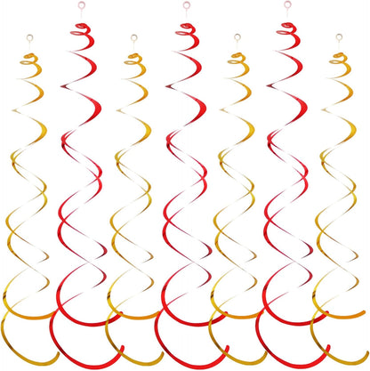 Easy Hang Spiral Ceiling Decorations - 12 Pack with Hooks, 74cm PVC Swirls for Instant Birthday, Wedding & Party Decor, Tool-Free Setup