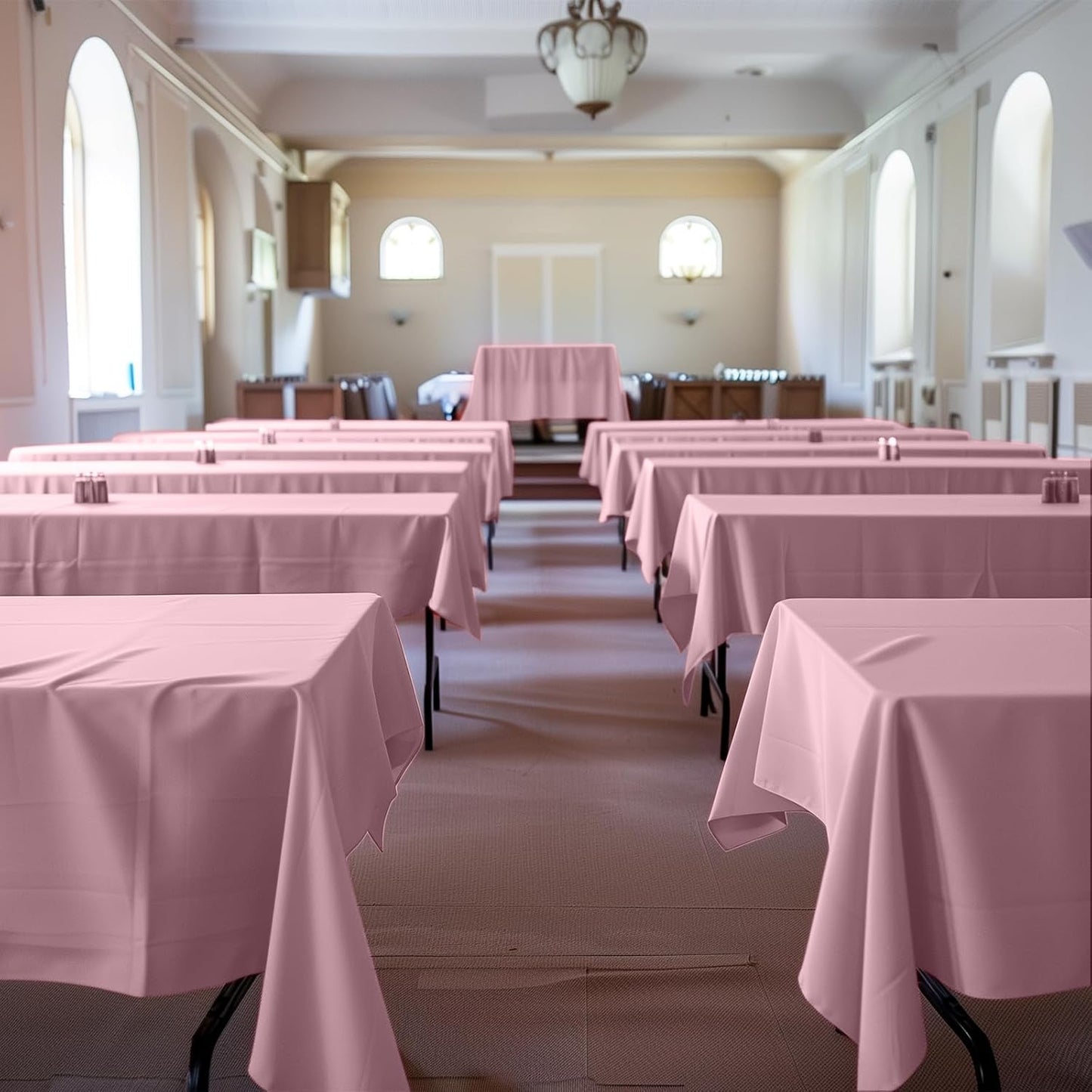 Niuara White Plastic Table Cloth - 30 Pack 54" × 108" Rectangle Disposable Tablecloths for 6FT Tables, Waterproof Table Cover for Party, Holiday & Gathering Use