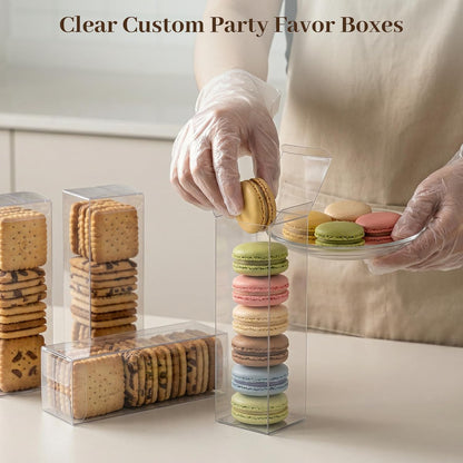 VGOODALL 100 Pcs Clear Favor Boxes, 2x2x2 Inch Small Transparent Cube Gift Boxes for Candy, Macarons, Jewelry, Wedding, Birthday, Baby Shower Party Favors