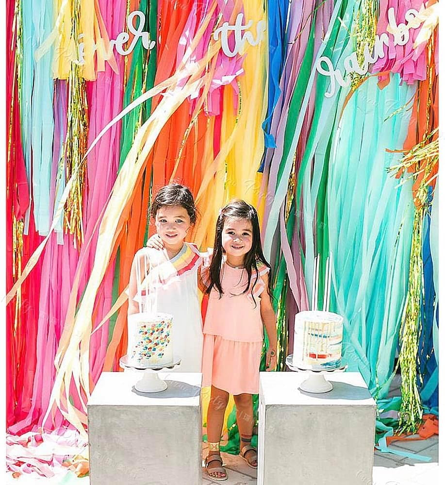 Streamers Paper 433ft Long 1.77in Wide Crepe Paper Streamers, Tassels Paper for Party Decorations Wedding,Festival (Rainbow Streamers 6 Packs)