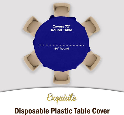 12-Pack Premium Plastic Tablecloth 54in. x 108in. Rectangle Table Cover - Dark Blue - Colors B