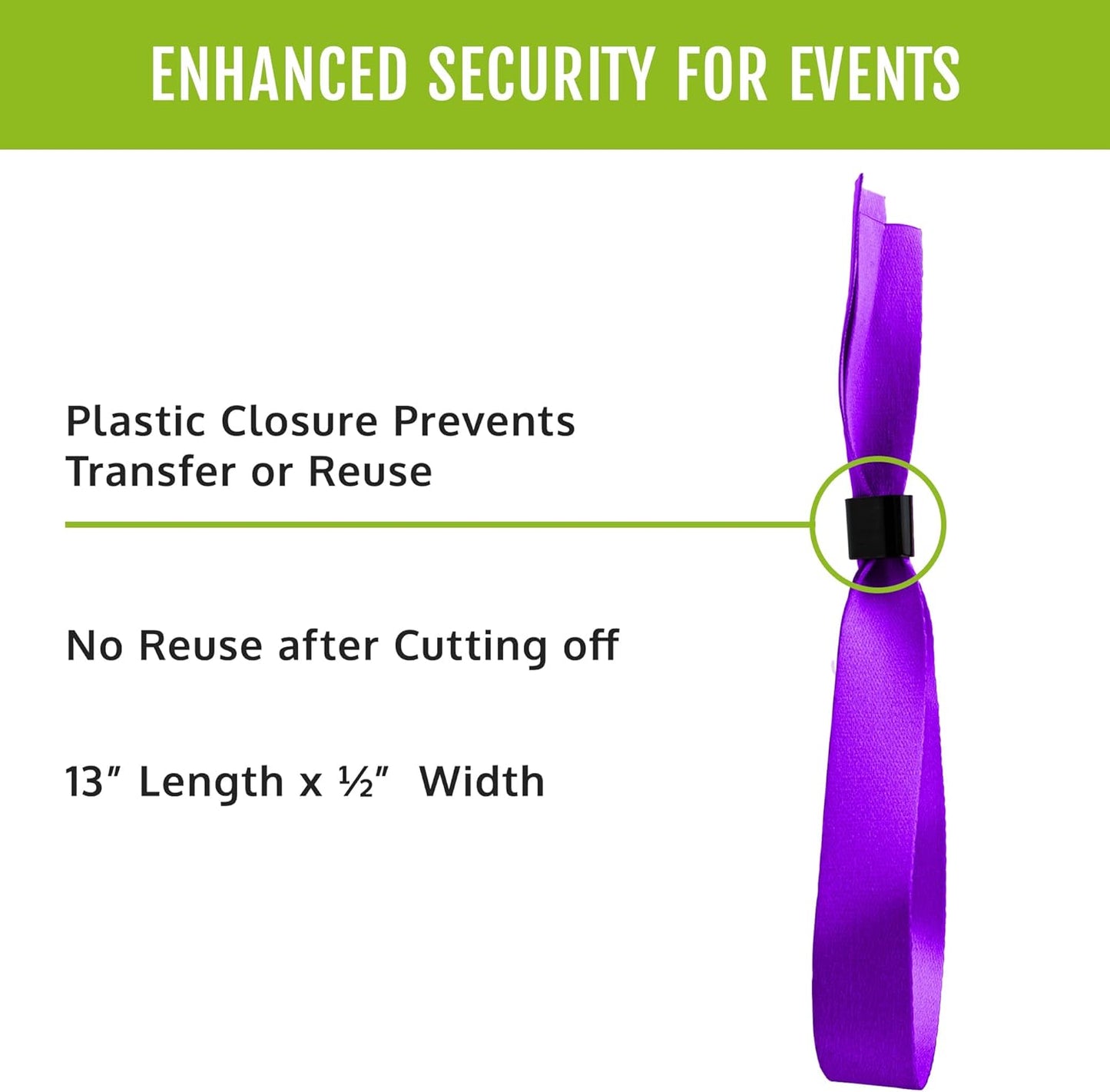 Wristco 100 Blue Cloth Event Wristbands – Plastic Closure to Prevent Transfer or Reuse – Premium-Grade Fabric Bracelets for Party Entry, Summer Camp, VIP Identification, Drink Ticket ID